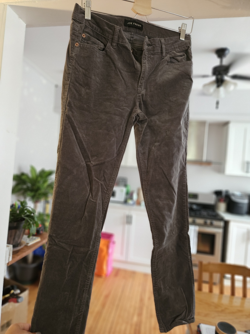 Joe Fresh Women's Gray Corduroy Pants - Slim Fit